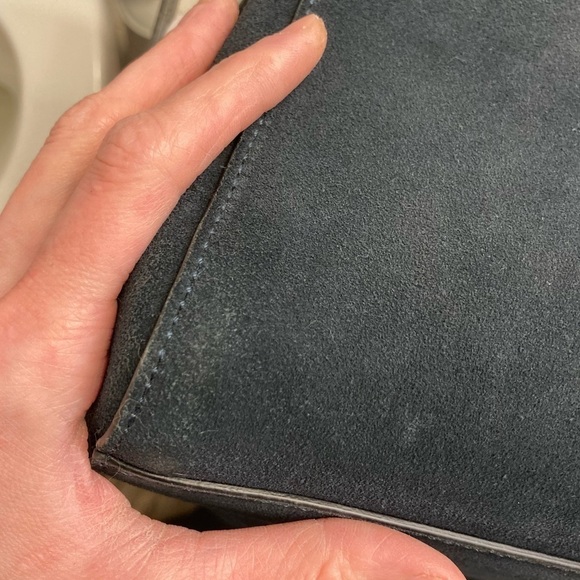 Anthropologie blue suede leather two way tote bag made in Italy - Picture 13 of 13